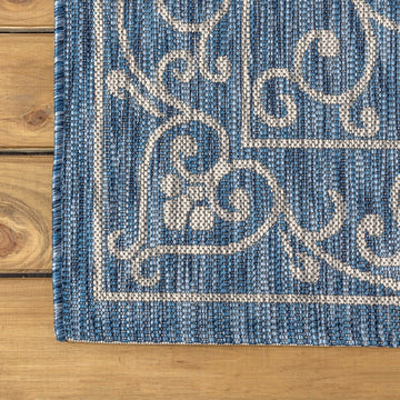 Charleston Vintage Filigree Textured Weave Indoor/outdoor Round Rug